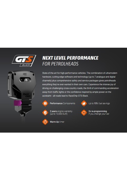 Racechip Gts5 Black Bmw 5 Serisi G30, G31 530i, 530iX 2.0L 252 PS için App Uygulama Kontrollü Profesyonel Chip Tuning Kit Made in Germany