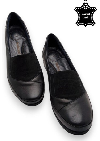 Deri Tam Ortopedik Iç Tabanlı Siyah Anne Ayakkabısı modelleri