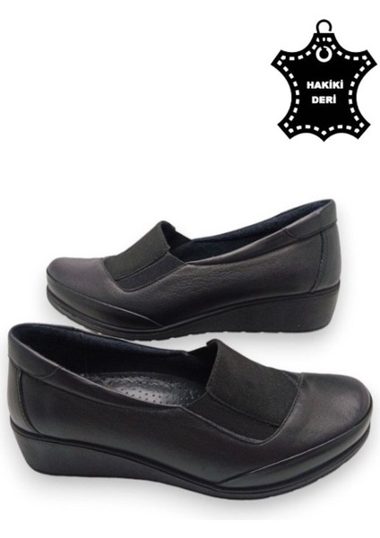 Deri Tam Ortopedik Iç Tabanlı Siyah Anne Ayakkabısı indirimleri