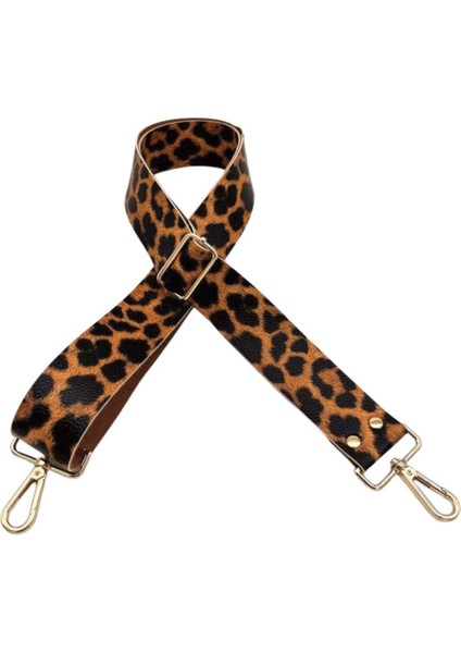 Suni Deri 120X4 cm Çanta Sapı Kalsap Leopar Renk Light Gold Metalli