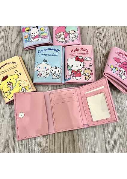 Karikatür Sanrio Kadın Cüzdan Anime Kuromi Hello Kitty Pu Deri Üç Katlı Kısa Çoklu Kart Cüzdan Kızlar Için Mini Para Pirse (Yurt Dışından) modelleri