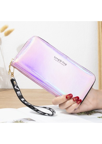 Lazer Holografik Cüzdan Kadın Uzun Pu Deri Çanta Moda Kadın Debriyaj Büyük Kapasiteli Fermuar Çantalar Telefon Çanta Carteras (Yurt Dışından) modelleri