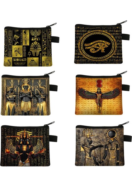 Mısır Sanat Baskı Para Çantası Mısır Firavunu Anubis Cüzdan Kadın Eğlence Çanta Mini Çanta Kımlık Kredi Kartı Para Tutucu Para Çantaları (Yurt Dışından)