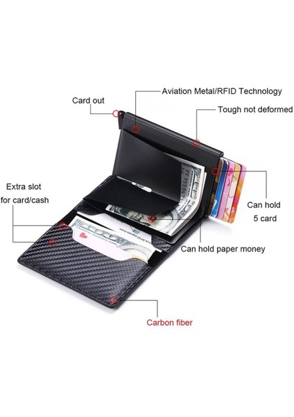 Yeni Karbon Fiber Apple Hava Etiketi Cüzdan Erkekler Iş Kimlik Kredi Kartı Tutucu Rfid Ince Anti Korumak Hava Etiketi Slayt Cüzdan Dropship (Yurt Dışından) modelleri