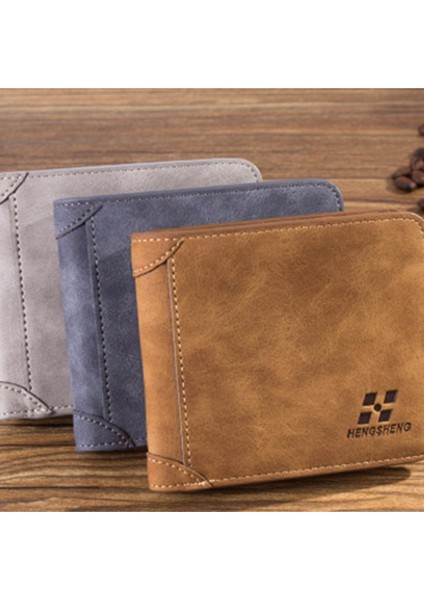Erkek Cüzdan Kısa Üçe Katlanmış Kimlik Kredi Banka Kartvizitlik Vintage Bifold Bozuk Para Cüzdanı Erkek Debriyaj Cep Para Çanta Klipsi Kese (Yurt Dışından)
