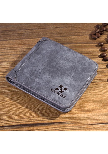 Erkek Cüzdan Kısa Üçe Katlanmış Kimlik Kredi Banka Kartvizitlik Vintage Bifold Bozuk Para Cüzdanı Erkek Debriyaj Cep Para Çanta Klipsi Kese (Yurt Dışından)