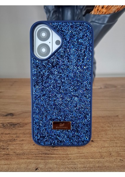 iPhone 16 Uyumlu Işıltılı Taşlı Lüks İçi Kadife Kamera Çıkıntılı Kaliteli Kılıf