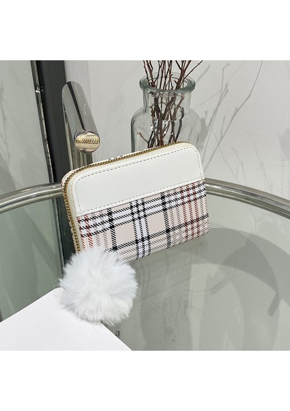 Göbeklady Kadın Cüzdan Moda Ekose Kontrast Renk Bozuk Para Cüzdanı Rahat Çoklu Kart Yuvası Fermuar Cüzdan (Yurt Dışından)
