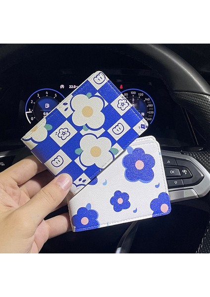 Mavi Sevimli Baskı Kart Sahibinin Cüzdan Kımlık Koruyucu Kart Kılıfı Ehliyet Kapağı Kart Tutucu Koruyucu Kapak Yaratıcı 6 Kart Yuvaları (Yurt Dışından)