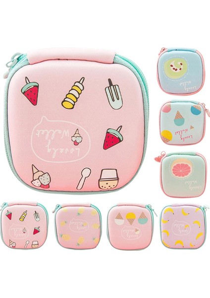 Kızlar Sevimli Çizimli Çanta Fermuarlı Cüzdan-Taşınabilir Meyve Baskılı Kulaklıklar Depolama Kartları Durumda Kulaklık Aksesuarları (Yurt Dışından)