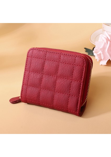 Kadınlar Için Moda Kısa Cüzdan Pu Deri Kadın Ekose Çantalar Küçük Fermuarlı Bozuk Para Cüzdanı (Yurt Dışından)