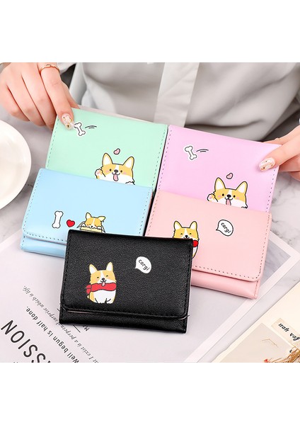 Japon Sevimli Corgi Köpek Baskılı Kadın Kısa Deri Cüzdan Karikatür Debriyaj Kız Küçük Çanta Kart Sahibinin Para Çantası (Yurt Dışından) fiyatları