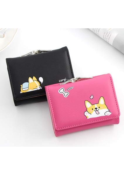 1 Adet Yeni Kadın Küçük Cüzdan Cartera Mujer Sevimli Corgi Doge Tasarım Bayanlar Pu Deri Kadın Kısa Para Çantalar Para Cebi ile (Yurt Dışından) modelleri
