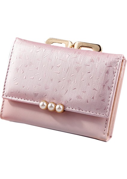 Cüzdan Tutucular Kısa Cüzdan Kadın Yeni Moda Üç Katlı Bozuk Para Cüzdanı Inci Çanta Düz Renk Kredi Kartı Tutucu Çanta (Yurt Dışından) fırsatları