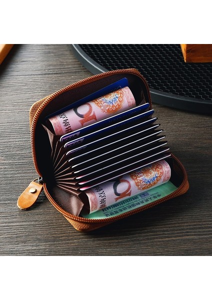 Inek Deri Kartvizitlik Erkek Mavi/kahverengi/kahve Kredi Kartı Cüzdanı Anti Rfid Kart Retro Banka/kimlik/kredi Kartı Tutucu (Yurt Dışından)