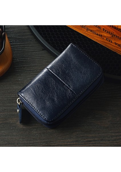 Inek Deri Kartvizitlik Erkek Mavi/kahverengi/kahve Kredi Kartı Cüzdanı Anti Rfid Kart Retro Banka/kimlik/kredi Kartı Tutucu (Yurt Dışından)