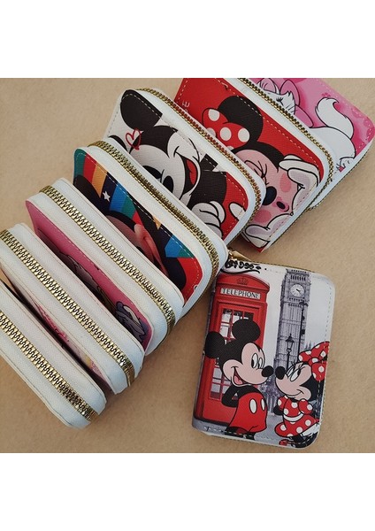 Disney Mickey Minnie Mouse Organ Kart Çantası Pu Deri Cüzdan Karikatür Kartvizit Kılıfı Kredi Kartı Tutucu Mini Fermuarlı Debriyaj Çanta (Yurt Dışından) fırsatları