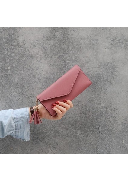 2021 Moda Kadın Cüzdan Basit Fermuarlı Çantalar Siyah Beyaz Gri Kırmızı Uzun Bölüm Debriyaj Cüzdan Yumuşak Pu Deri Para Çantası (Yurt Dışından) fiyatları
