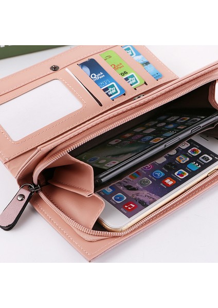 2022 Kadın Uzun Cüzdan Moda Buzlu Büyük Kapasiteli Bayan Cep Telefonu Çantası Çok Fonksiyonlu Cüzdan Bozuk Para Cüzdanı (Yurt Dışından) fiyatları