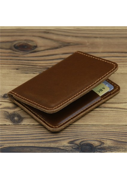 100% Hakiki Deri Kredi Kartı Tutucu Cüzdan Erkek Ince Cüzdan Küçük Banka Kımlık Kartı Sahipleri Erkekler Retro Çılgın At Deri Cüzdan (Yurt Dışından) fırsatları