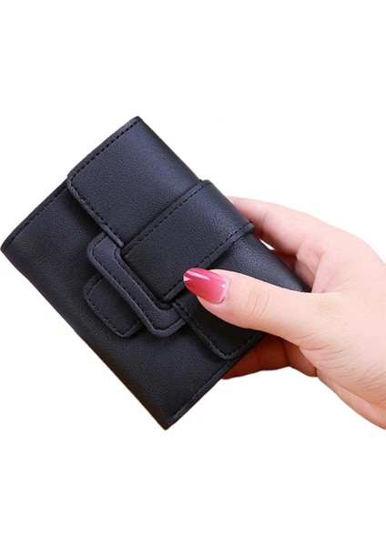 Taşınabilir Üç Katlı Küçük Cüzdan Kadın Düz Renk Suni Deri Cüzdan Cep Çanta Kart Tutucu Bayan Bozuk Para Cüzdanı Carteira Feminina (Yurt Dışından) fırsatları