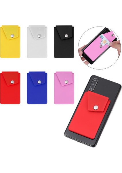 Adet Yapışkanlı Silikon Cep Telefonu Cüzdan Kılıfı Ek Cep ile Akıllı Geri Stick-On Kredi Kartı Tutucusu Evrensel Nakit Kasa (Yurt Dışından)