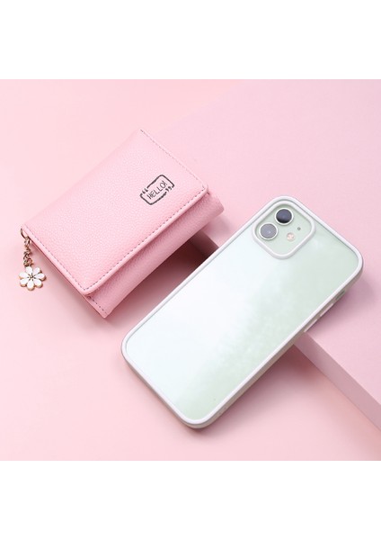 Yeni Sevimli Çiçek Püskül Kadın Cüzdan Düz Renk Büyük Kapasiteli Kısa Kızlar Kadın Yumuşak Küçük Bozuk Para Cüzdanı Kart Sahibinin Para Çantası (Yurt Dışından) fırsatları