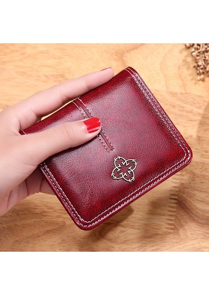 Kadın Kısa Pu Cüzdan Büyük Kapasiteli Katlanır Cüzdan Bozuk Para Cüzdanı Kart Sahibinin Küçük Taze Cüzdan Moda Pu Debriyaj Bozuk Para Cüzdanı (Yurt Dışından)