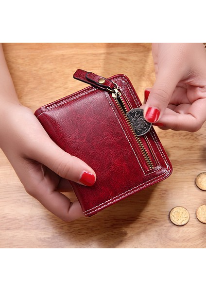Kadın Kısa Pu Cüzdan Büyük Kapasiteli Katlanır Cüzdan Bozuk Para Cüzdanı Kart Sahibinin Küçük Taze Cüzdan Moda Pu Debriyaj Bozuk Para Cüzdanı (Yurt Dışından)