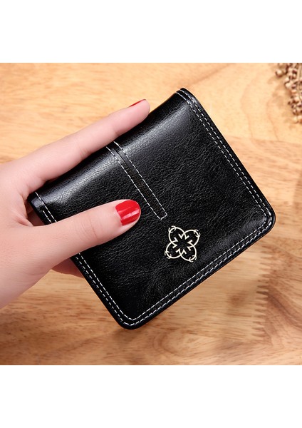 Kadın Kısa Pu Cüzdan Büyük Kapasiteli Katlanır Cüzdan Bozuk Para Cüzdanı Kart Sahibinin Küçük Taze Cüzdan Moda Pu Debriyaj Bozuk Para Cüzdanı (Yurt Dışından)