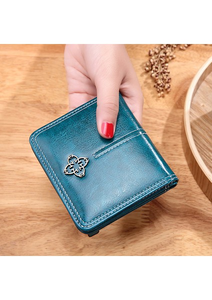 Kadın Kısa Pu Cüzdan Büyük Kapasiteli Katlanır Cüzdan Bozuk Para Cüzdanı Kart Sahibinin Küçük Taze Cüzdan Moda Pu Debriyaj Bozuk Para Cüzdanı (Yurt Dışından)