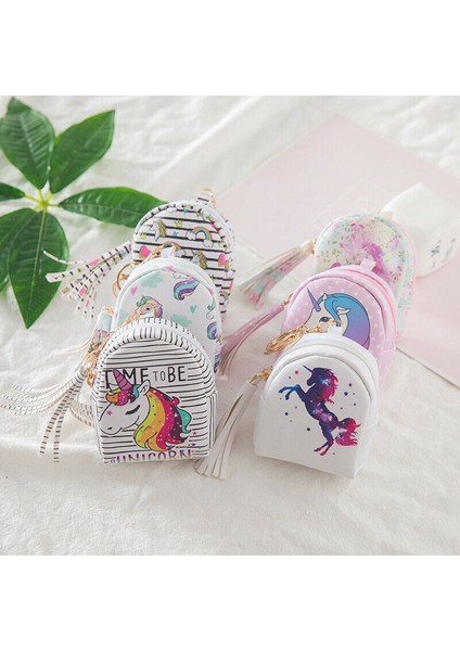 Kadın Kız Deri Küçük Mini Cüzdan Kart Tutucu Zip Bozuk Para Cüzdanı Unicorn Çanta Tuşları Kese Çocuklar Noel Yeni Yıl Hediyeleri (Yurt Dışından) modelleri