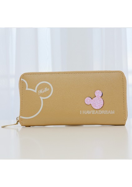 Bileklik Cüzdan Kadın Cüzdan Uzun ve Kısa Mickey Debriyaj Bozuk Para Cüzdanı Trendy Ince Fermuar Para Çantası Pu Deri Çanta Kart Sahibinin (Yurt Dışından) modelleri