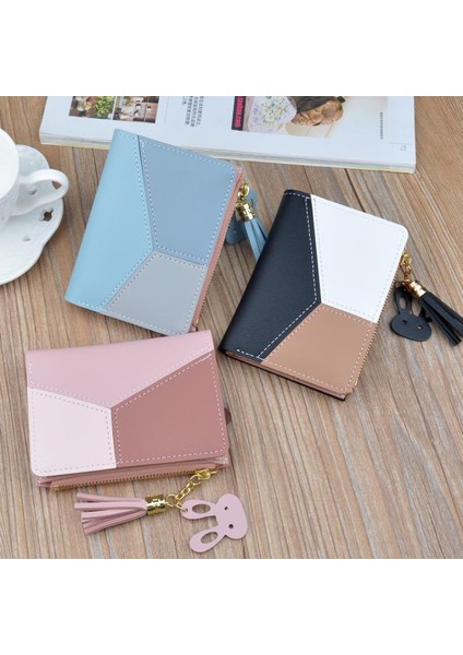 Yeni Varış Cüzdan Kısa Kadın Cüzdan Fermuar Çanta Patchwork Moda Panelli Cüzdan Trendy Bozuk Para Cüzdanı Kart Sahibinin Deri (Yurt Dışından) indirimleri