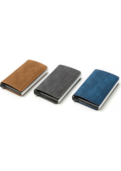 Zovyvol Yeni Gelenler Vintage Denim Cüzdan Erkek Kadın Debriyaj Anti Rfıd Kımlık Kartı Tutucu 3 Renk Metal Mini Cüzdan Dropshipping Çanta (Yurt Dışından) modelleri