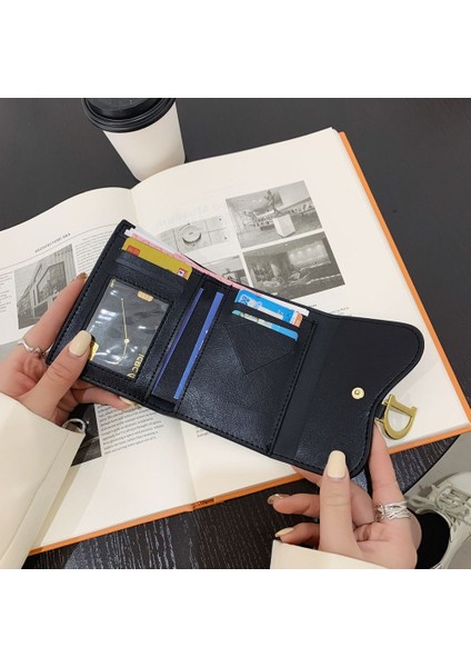 1 Adet Mini Bozuk Para Cüzdanı Pu Deri Çoklu Kart Kısa Küçük Kart Tutucu Çok Fonksiyonlu Cüzdan Kadın Moda Lüks El Çantası (Yurt Dışından)