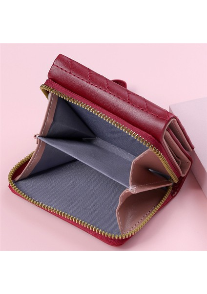 Pu Deri Kısa Küçük Kadın Cüzdan Moda Kore Üç Katlı Bozuk Para Çantaları Kadın Kartvizit Sahipleri Para Çantası Debriyaj (Yurt Dışından) fırsatları