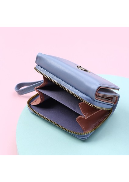 Boynuz Dekorasyon Kadın Cüzdan Yeni Moda Kısa Bozuk Para Cüzdanı Kart Tutucu Küçük Bayanlar Cüzdan Kadın Çile Mini Debriyaj (Yurt Dışından)