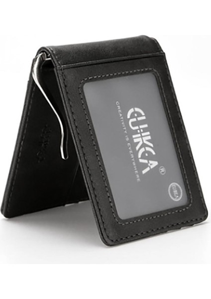 Cuıkca Uni Rfid Cüzdan Para Klipsi Kadın Erkek Metal Ince Deri Iş Kimlik Kredi Kartı Kılıfları (Yurt Dışından)