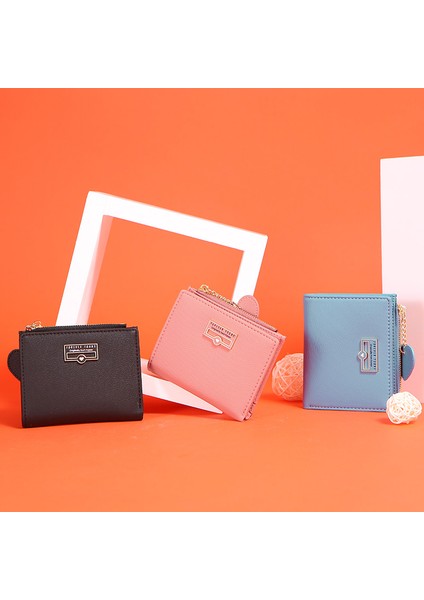 Kalp Kolye Kadın Cüzdan Fermuarlı Para Cebi Kart Tutucu Marka Pembe Küçük Bayan Cüzdan Kadın Kısa Çanta Porte Feuille Femme (Yurt Dışından) modelleri