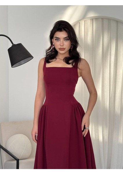 Hera Uzun Kalın Askılı Elbise