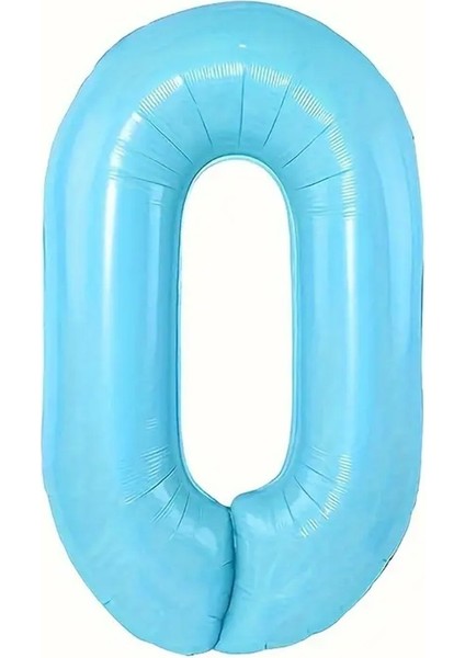 Mavi 0 Rakam Folyo Balon 80 cm