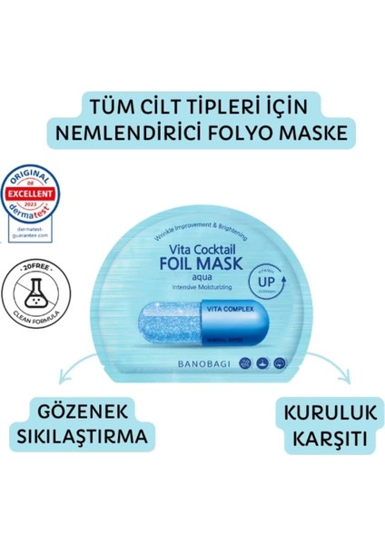 Vita Cocktail Foil Mask Aqua ( Nemlendirici Folyo Maske)