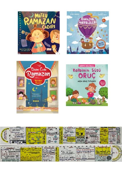 Mutlu Ramazan Çadırı / Ramazan Sürprizleri / Bizim Evde Ramazan / Kalbimin Süsü Oruç 4 Kitap (Matematik Öğreten Cetvel)
