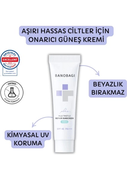 Mılk Thıstle Repaır Cıca Sunscreen Plus SPF45 Pa++ ( Beyazlık Bırakmayan Onarıcı Güneş Kremi)