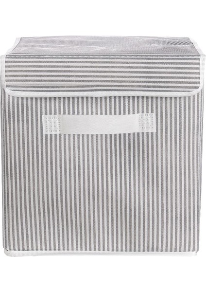 Kapaklı Dolap Içi Çamaşır Oyuncak Düzenleyici Katlanır Saklama Kutusu 30 x 30 x 30 (Çizgili) fiyatları