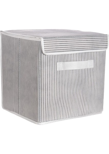 Kapaklı Dolap Içi Çamaşır Oyuncak Düzenleyici Katlanır Saklama Kutusu 30 x 30 x 30 (Çizgili) modelleri