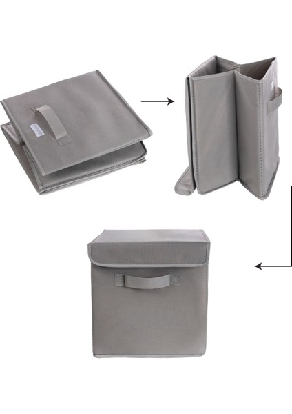 Kapaklı Dolap Içi Çamaşır Oyuncak Düzenleyici Katlanır Saklama Kutusu 30 x 30 x 30 (Çizgili) fırsatları