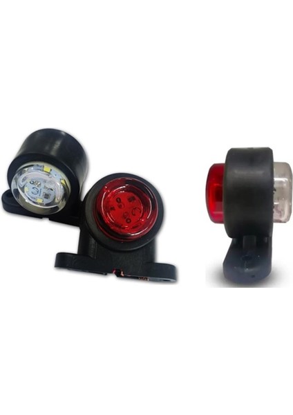 4 Adet Mini 12 Ledli Takoz Lamba 12-24 Volt Kırmızı Beyaz