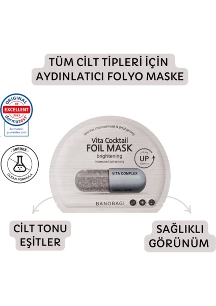 Vita Cocktail Foil Mask Brightening ( Cilt Tonu Eşitleyen ve Aydınlacı Pamuk Maske)